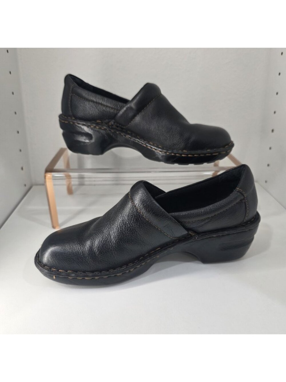 Born Concept PEGGY Clogs Comfort Nurse Server Black Leather Shoes 8.5 M - Picture 1 of 9